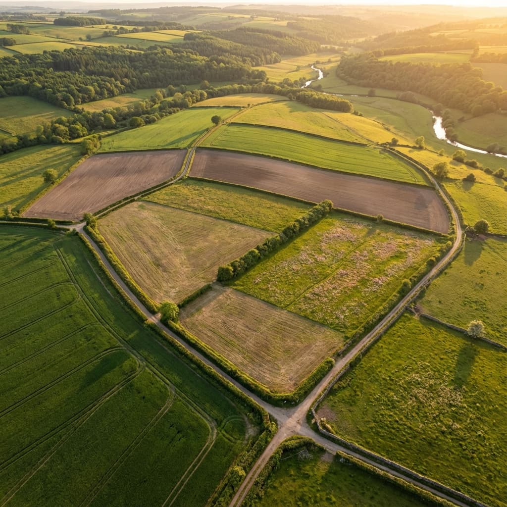 Aerial view of land parcels